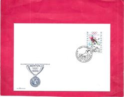 LIECHTENSTEIN - Enveloppe Premier Jour - 2 Décembre 1991 - ALBERVILLE 1992 Le Hockey Sur Glace - - Cartas & Documentos