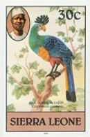 SIERRA LEONE 1980 Birds Great Blue Turaco 30c Imp.1983 No Wmk IMPERF. - Coucous, Touracos