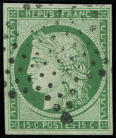 EMISSION DE 1849 - 2b   15c. Vert FONCE, Obl. ETOILE, TTB - 1849-1850 Ceres