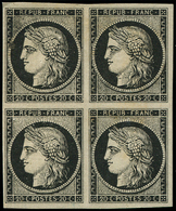 * EMISSION DE 1849 - 3a   20c. Noir Sur Blanc, BLOC De 4, Infime Charnière, 1 Ex. **, Petite Variété D'impression S. Un  - 1849-1850 Ceres