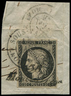 EMISSION DE 1849 - 3    20c. Noir Sur Jaune, Obl. Cursive 38/MONTBARREY Et Càd MONT-SOUS-VAUDREY 14 JANV 49 S. Fragt, TB - 1849-1850 Ceres