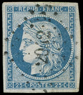 EMISSION DE 1849 - 4    25c. Bleu, Obl. PC 2042, TTB - 1849-1850 Ceres