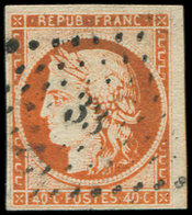 EMISSION DE 1849 - 5    40c. Orange, Voisin à Dr., Oblitéré PC 33, Frais Et TB - 1849-1850 Ceres