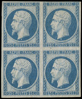 ** PRESIDENCE - R10c 25c. Bleu, REIMPRESSION, BLOC De 4, Un Ex. * Et Clair, Les Autres TB, Cote Maury - 1852 Louis-Napoléon