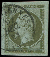 EMPIRE NON DENTELE - 11    1c. Olive, Obl. Càd 9/12/51, Grandes Marges, TTB - 1853-1860 Napoléon III.