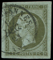 EMPIRE NON DENTELE - 11    1c. Olive, Obl. Càd 9/12/51, Grandes Marges, TTB - 1853-1860 Napoleone III