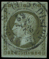 EMPIRE NON DENTELE - 11    1c. Olive, Obl. Càd De Distribution De PARIS E Du 22/3/62, TB - 1853-1860 Napoleone III