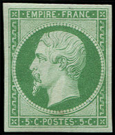 * EMPIRE NON DENTELE - 12    5c. Vert, Inf. Trace De Ch. Et Petite Paille Dans Le Papier, Néanmoins Frais Et TB - 1853-1860 Napoléon III.