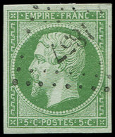 EMPIRE NON DENTELE - 12    5c. Vert, Oblitéré PC 1857, Frappe Superbe - 1853-1860 Napoléon III