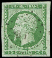 EMPIRE NON DENTELE - 12    5c. Vert, Oblitéré Ambulant BP, Frappe Légère, TTB - 1853-1860 Napoléon III.