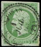 EMPIRE NON DENTELE - 12    5c. Vert, Obl. Càd T22 JOUY EN JOSAS 1/7/( ), TB - 1853-1860 Napoléon III.