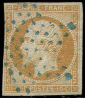 EMPIRE NON DENTELE - 13A  10c. Bistre, Obl. ETOILE BLEUE, TB - 1853-1860 Napoleone III