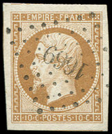 EMPIRE NON DENTELE - 13B  10c. Brun Clair T II, Obl. PC 1669, Superbe - 1853-1860 Napoleon III