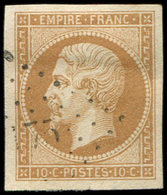 EMPIRE NON DENTELE - 13B  10c. Brun Clair, T II, Obl. PC Léger, TTB - 1853-1860 Napoleone III