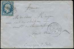 Let EMPIRE NON DENTELE - 14A  20c. Bleu, T I, Obl. PC 1818 S. Env., Griffe "Campagne D'Italie" Et Càd ARMEE D'ITALIE Qr  - 1853-1860 Napoléon III.