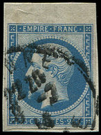 EMPIRE NON DENTELE - 15   25c. Bleu, Petit Bdf, Obl. étrangère Siur Petit Fragt, TB - 1853-1860 Napoléon III.