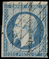 EMPIRE NON DENTELE - 15   25c. Bleu, Obl. GRILLE SANS FIN, TB. Br - 1853-1860 Napoleone III