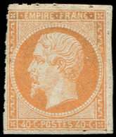* EMPIRE NON DENTELE - 16   40c. Orange, Percé En Lignes, Filet Coupé Dans Un Angle, Sinon TB - 1853-1860 Napoléon III.