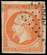 EMPIRE NON DENTELE - 16   40c. Orange, Obl. PC, Effigie Dégagée, TTB - 1853-1860 Napoléon III.