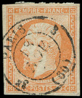 EMPIRE NON DENTELE - 16   40c. Orange, Obl. Càd 3e PARIS 3 13/11/( ), Frappe TTB - 1853-1860 Napoleone III