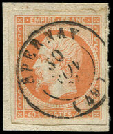 EMPIRE NON DENTELE - 16   40c. Orange, Obl. Càd T15 EPERNAY 30/11/( ) Sur Petit Fragt, TB - 1853-1860 Napoleon III