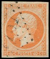 EMPIRE NON DENTELE - 16   40c. Orange, Obl. GC, Frappe Légère, TTB - 1853-1860 Napoléon III