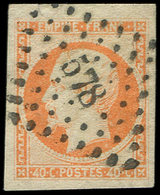 EMPIRE NON DENTELE - 16b  40c. Orange Sur Paille, Obl. PC 578, Grandes Marges, TTB/Superbe - 1853-1860 Napoléon III.