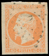 EMPIRE NON DENTELE - 16j  40c. Orange Pâle, ObL. Los. D, Frappe Légère, TTB - 1853-1860 Napoléon III.
