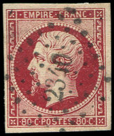 EMPIRE NON DENTELE - 17Al 80c. Carmin FONCE, Obl. PC 2340, TB/TTB - 1853-1860 Napoleone III