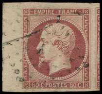 EMPIRE NON DENTELE - 17B  80c. Rose, Petit Bdf Et Voisin à Droite, Obl. PC, Nuance Lie De Vin Pâle, TTB - 1853-1860 Napoléon III.