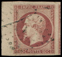 EMPIRE NON DENTELE - 17B  80c. Rose, Petit Bdf Et Voisin à Droite, Obl. PC, Nuance Lie De Vin Pâle, TTB - 1853-1860 Napoleone III