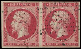 EMPIRE NON DENTELE - 17B  80c. Rose, PAIRE Obl. Etoile, TB - 1853-1860 Napoléon III