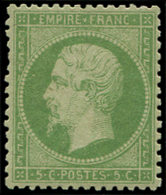 * EMPIRE DENTELE - 20    5c. Vert, Très Bien Centré, Trace De Ch. Quasi Invisible, TTB. C - 1862 Napoleone III