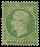 * EMPIRE DENTELE - 20    5c. Vert, Très Bien Centré, Trace De Ch. Quasi Invisible, TTB. C - 1862 Napoleon III