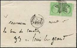 Let EMPIRE DENTELE - 20    5c. Vert, PAIRE Obl. Etoile S. LAC Locale, Càd PARIS 7/7/67, TTB - 1862 Napoleone III