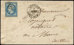 Let EMPIRE DENTELE - 22   20c. Bleu, Obl. GC 2188 S. Env., Càd ALENCON BOITE MOBILE 7/1/67, R Et TB - 1862 Napoleone III