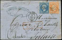 Let EMPIRE DENTELE - 22 Et 23 Obl. GC 85 S. LAC, Càd T15 AMIENS 2/12/63, "affrt Insuff." Et Taxe 6 Plume, TB - 1862 Napoleon III