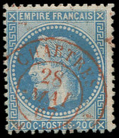 EMPIRE LAURE - 29B  20c. Bleu, T II, Obl. Càd T15 CHARTRES 28/5/67 En Rouge, Frappe TTB - 1863-1870 Napoleone III Con Gli Allori