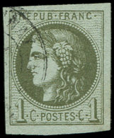 EMISSION DE BORDEAUX - 39A   1c. Olive, R I, Obl. Càd, Grandes Marges, TTB - 1870 Emission De Bordeaux