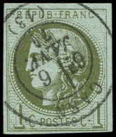 EMISSION DE BORDEAUX - 39B   1c. Olive, R II, Pos. 5, Obl. Càd T17 CAEN 6/1/71, TTB - 1870 Ausgabe Bordeaux