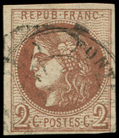 EMISSION DE BORDEAUX - 40Bb  2c. MARRON, R II, Obl., TB - 1870 Ausgabe Bordeaux
