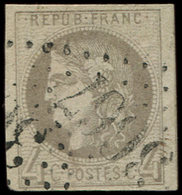 EMISSION DE BORDEAUX - 41B   4c. Gris, R II, Grandes Marges, Obl. GC 3667, TTB/Superbe - 1870 Emissione Di Bordeaux