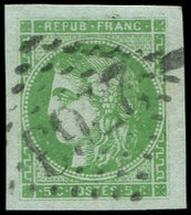 EMISSION DE BORDEAUX - 42B   5c. Vert-jaune, R II, Obl. GC 2763, Marges énormes, Superbe - 1870 Ausgabe Bordeaux