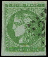 EMISSION DE BORDEAUX - 42B   5c. Vert-jaune, R II, Obl. GC 2(  ), Effigie Dégagée, TTB - 1870 Emissione Di Bordeaux