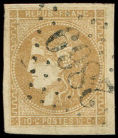 EMISSION DE BORDEAUX - 43A  10c. Bistre, R I, Obl. GC 2869, Frappe Superbe - 1870 Ausgabe Bordeaux