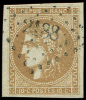 EMISSION DE BORDEAUX - 43A  10c. Bistre, R I, Obl. PC Du GC 2188, TB - 1870 Ausgabe Bordeaux