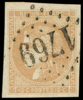 EMISSION DE BORDEAUX - 43B  10c. Bistre-jaune, R II, Obl. GC 1769, Frappe Superbe, TTB - 1870 Emissione Di Bordeaux