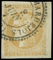 EMISSION DE BORDEAUX - 43B  10c. Bistre-jaune, R II, Obl. Càd T24, Petit Bdf, TTB - 1870 Ausgabe Bordeaux