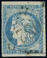 EMISSION DE BORDEAUX - 44A  20c. Bleu, T I, R I, Obl. GC 3082, TB - 1870 Ausgabe Bordeaux