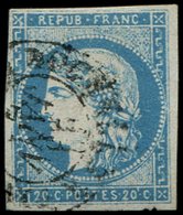 EMISSION DE BORDEAUX - 44A  20c. Bleu, T I, R I, Obl. Càd T17, Position 9, TB - 1870 Ausgabe Bordeaux